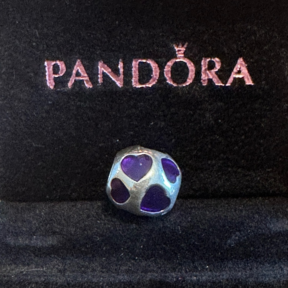 Pandora Silver and Purple Heart Charm